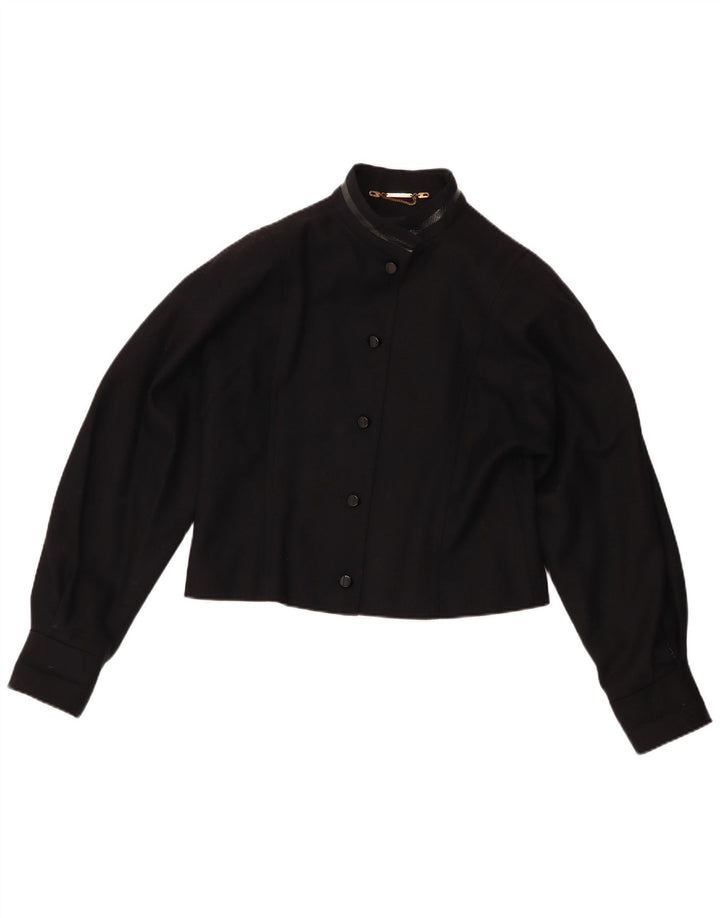 Giubbotto bomber corto da donna vintage UK 12 lana nera media