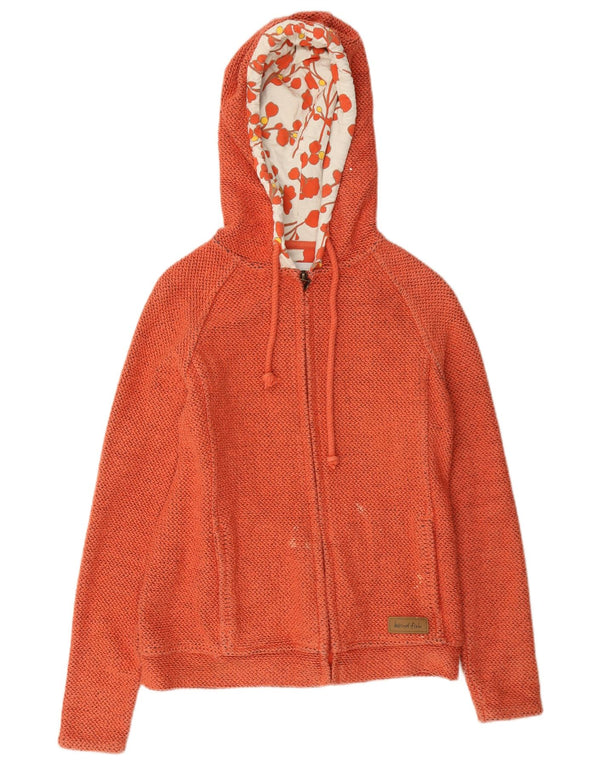 Maglione con cappuccio e zip da donna Weird Fish UK 8 piccolo cotone arancione
