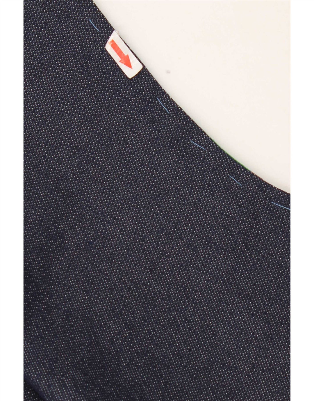 Gilet APERTO in denim vintage da donna UK 10 piccolo patchwork multicolore