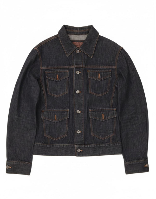 Zara Mens Denim Jacket UK 36 Small Navy Blue Cotton