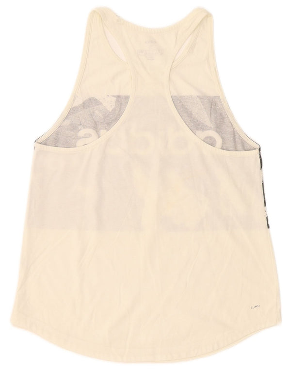 Canotta Adidas Climalite Graphic da donna UK 8/10 Small Bianco sporco