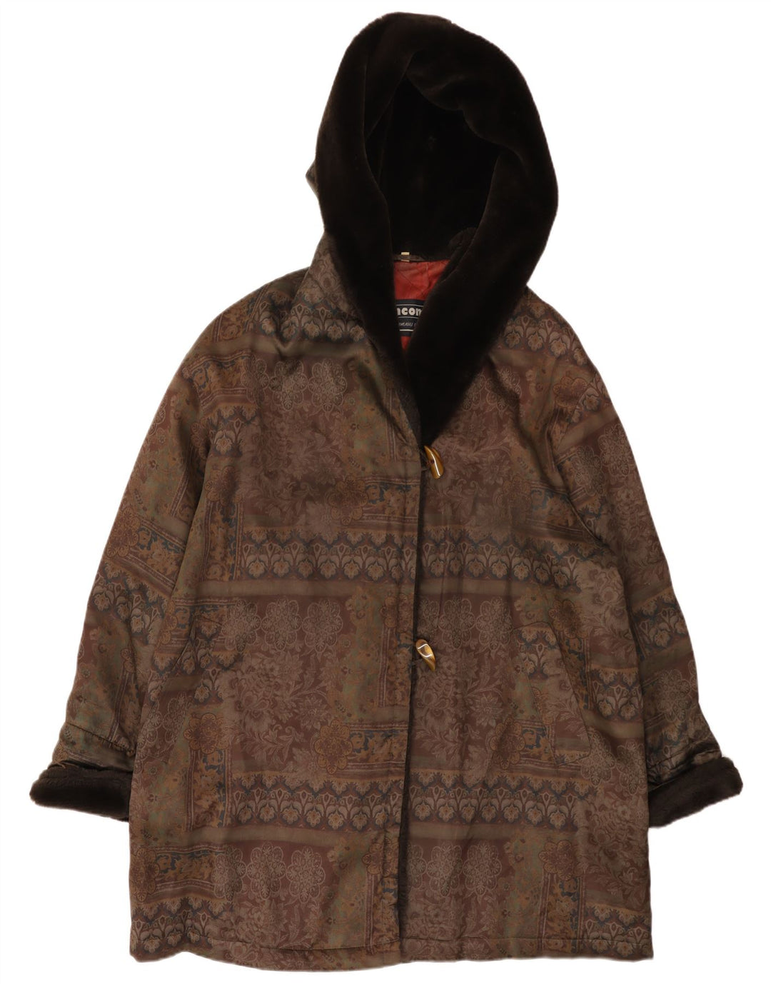 Montgomery oversize con cappuccio da donna Incom EU 46 XL Marrone floreale