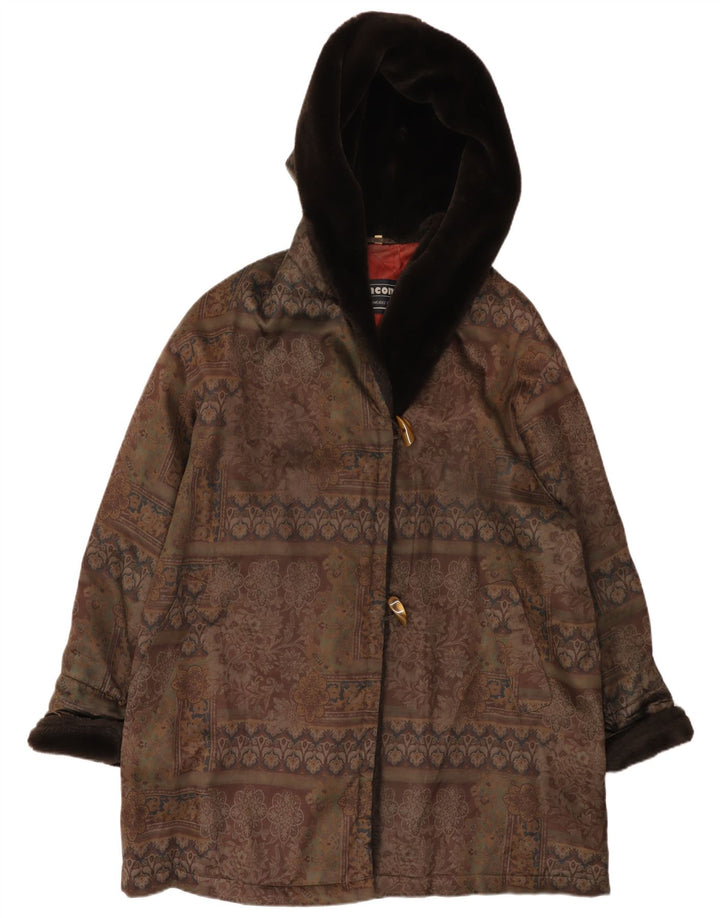 Montgomery oversize con cappuccio da donna Incom EU 46 XL Marrone floreale