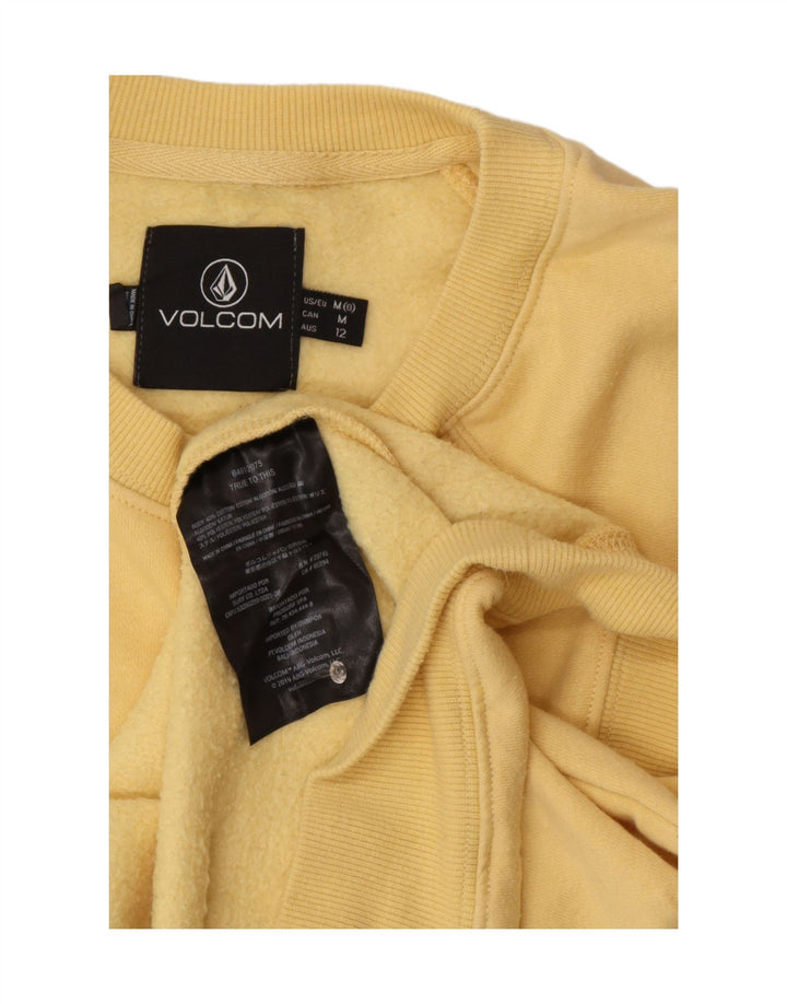 Felpa con grafica da donna VOLCOM Maglione UK 14 Cotone giallo medio