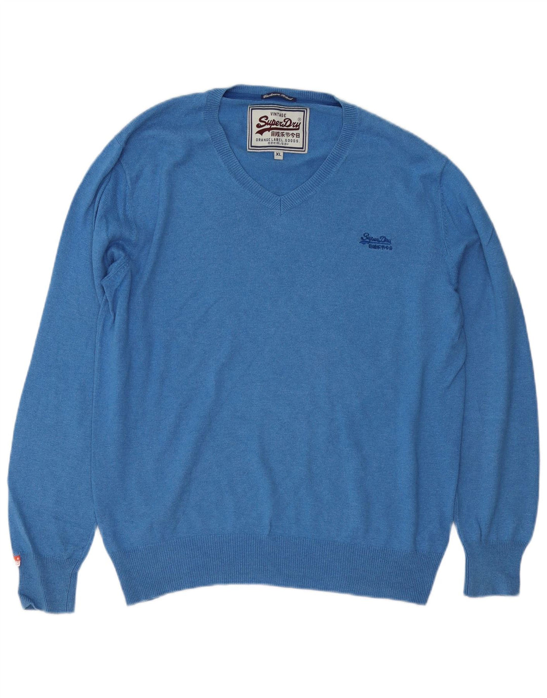 Maglione da uomo con scollo a V Superdry XL in cotone blu