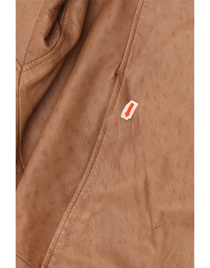Cappotto oversize in pelle vintage da donna EU 40 in pelle beige medio