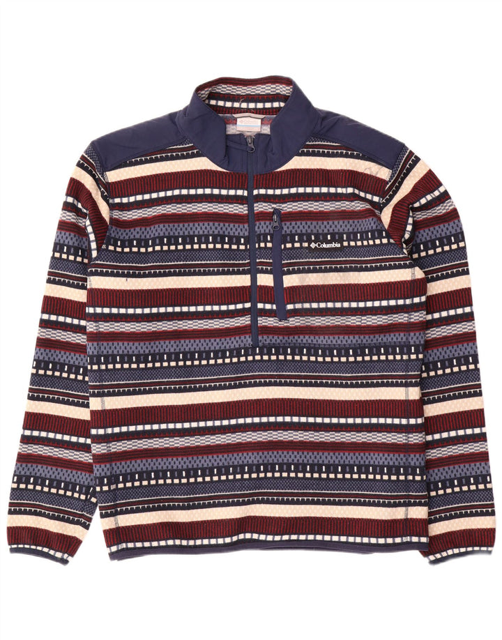 Maglione Columbia da uomo con zip e collo 2XL poliestere a righe multicolore