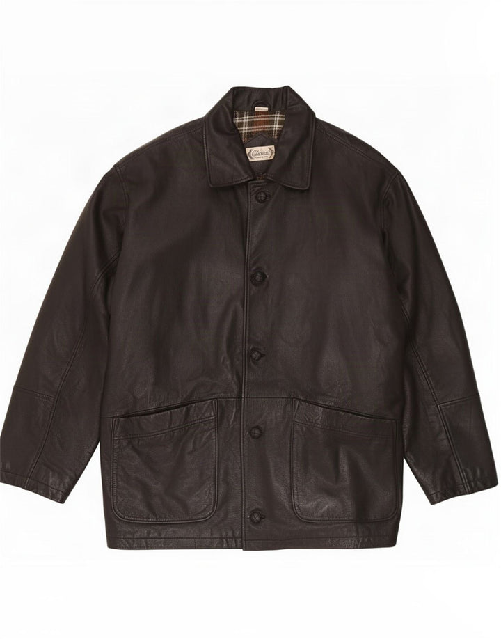 CLASSIC Giacca in pelle da uomo UK 41/43 Large Nera