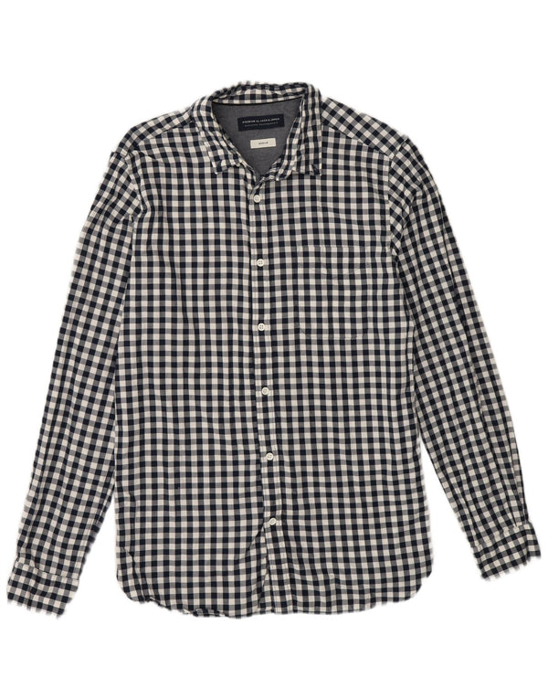 Jack & Jones Mens Flannel Shirt Medium Navy Blue Gingham