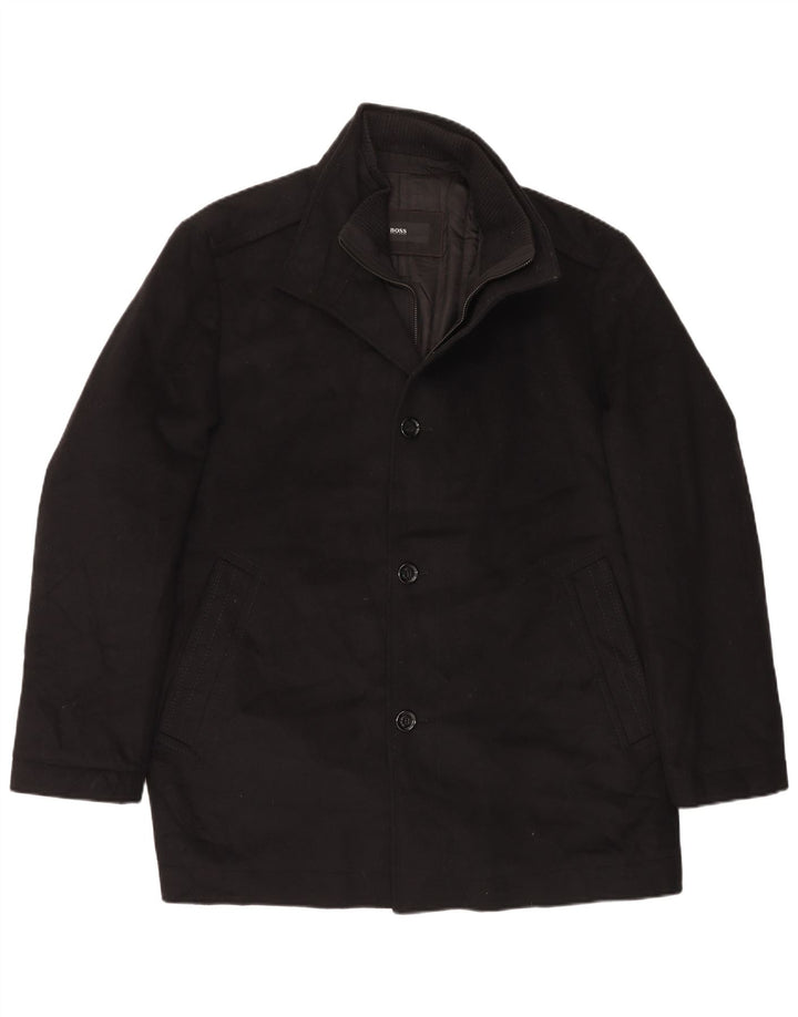 Cappotto da uomo Hugo Boss EU 56 3XL Lana nera