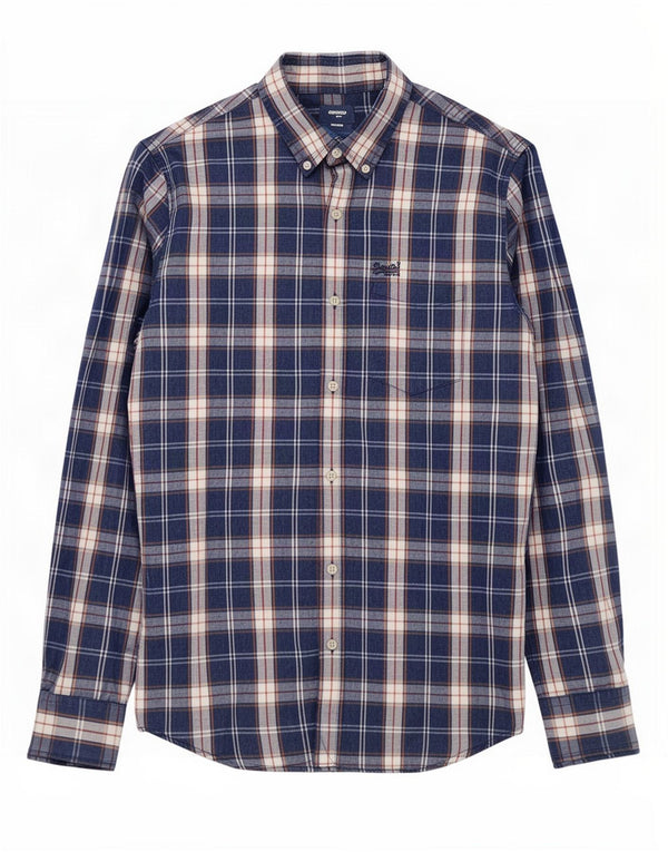 Camicia da uomo Superdry in cotone a quadri blu navy medio