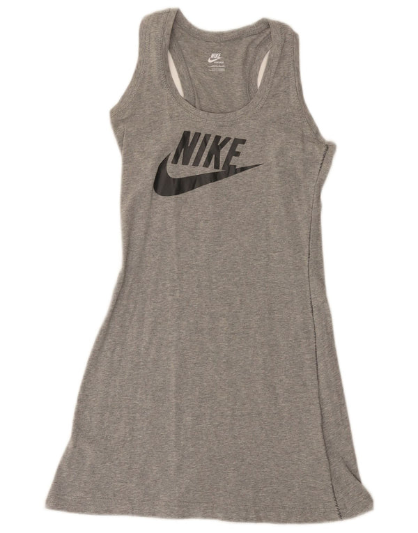 Abito t-shirt senza maniche con grafica Nike da donna US 4/6 piccolo cotone grigio