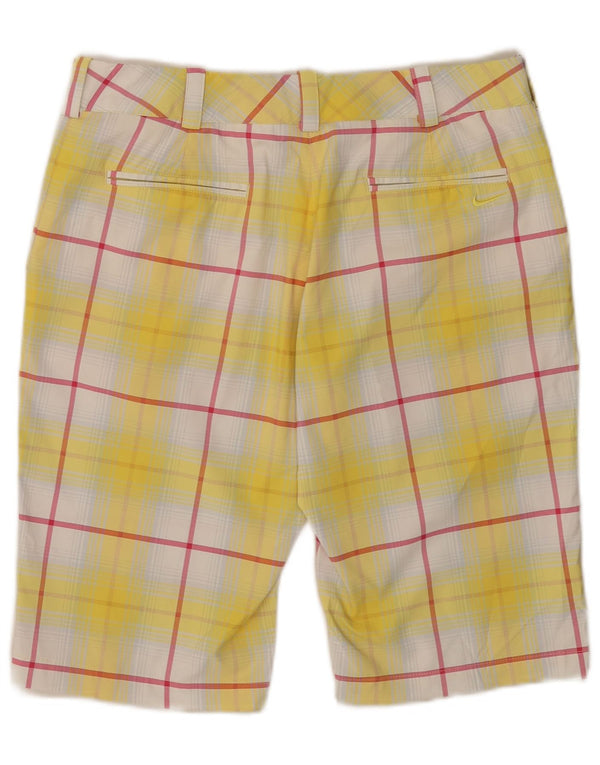 Pantaloncini chino da golf Nike Dri Fit da donna UK 12 medi W32 scozzesi gialli