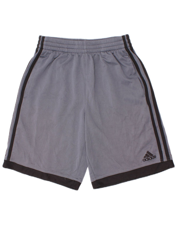 Pantaloncini sportivi Adidas da ragazzo 10-11 anni in poliestere color block blu medio