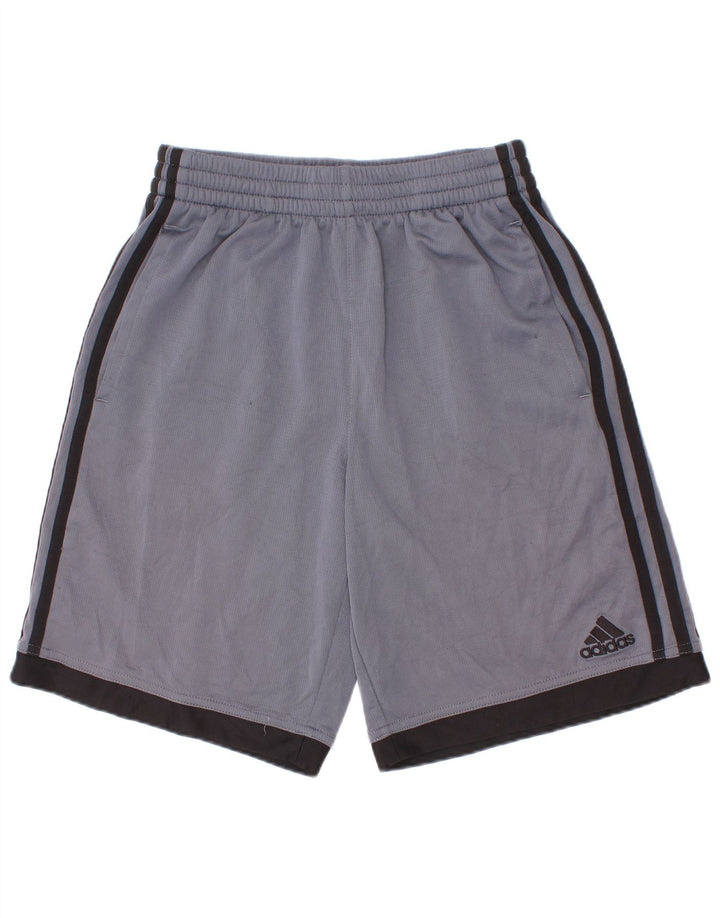 Pantaloncini sportivi Adidas da ragazzo 10-11 anni in poliestere color block blu medio