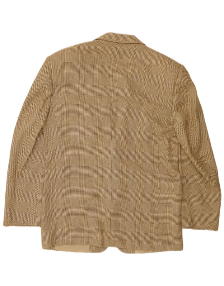 KRIZIA Mens 2 Button Blazer Jacket IT 50 Large Yellow Houndstooth Wool