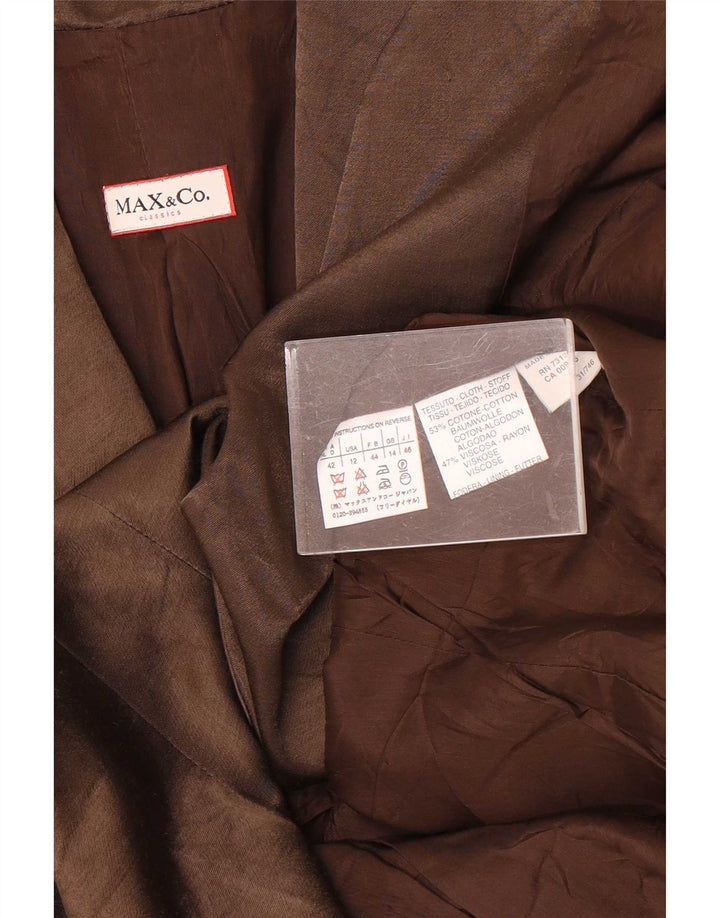 Max & Co. Giacca blazer avvolgente da donna UK 14 grande cotone marrone
