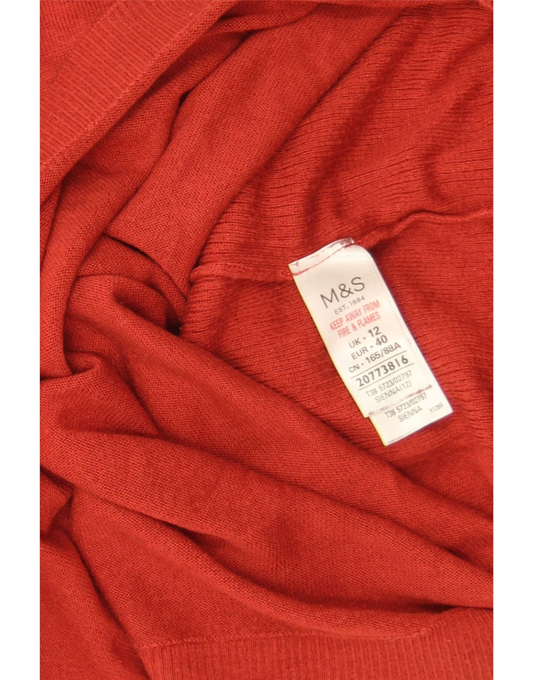 Maglione maglione girocollo corto da donna Marks & Spencer UK 12 rosso medio
