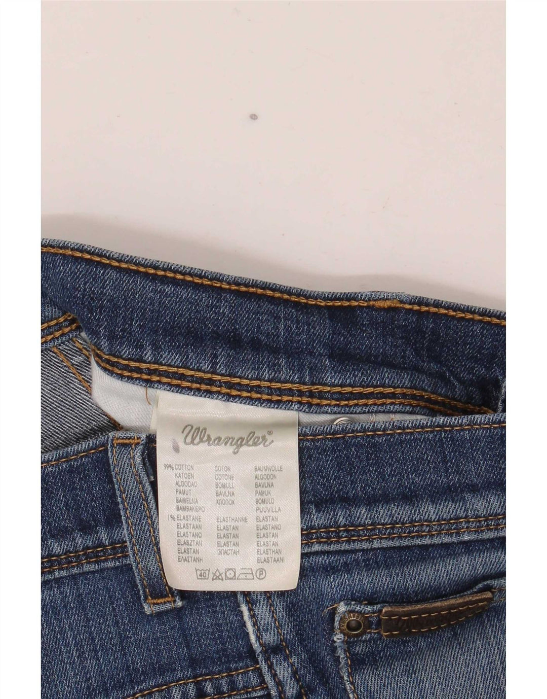 Jeans dritti effetto vissuto elasticizzati Texas da donna Wrangler W32 L32 cotone blu