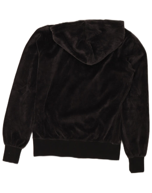 CHAMPION Maglione con cappuccio e zip in velluto vestibilità Heritage da donna UK 10 piccolo nero