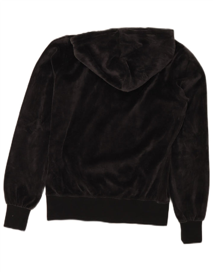 CHAMPION Maglione con cappuccio e zip in velluto vestibilità Heritage da donna UK 10 piccolo nero