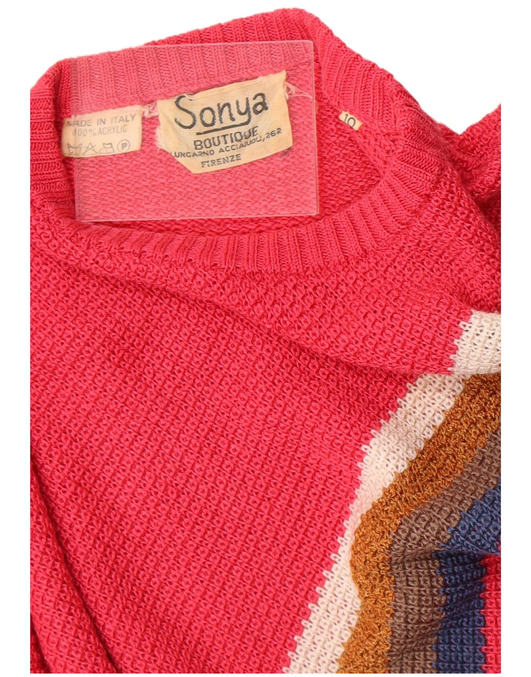 Maglione maglione girocollo oversize da donna Sonya UK 10 Small Pink Striped