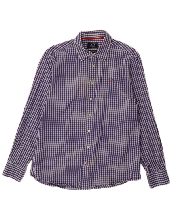 Crew Clothing Camicia da uomo su misura misura grande in cotone a quadretti blu