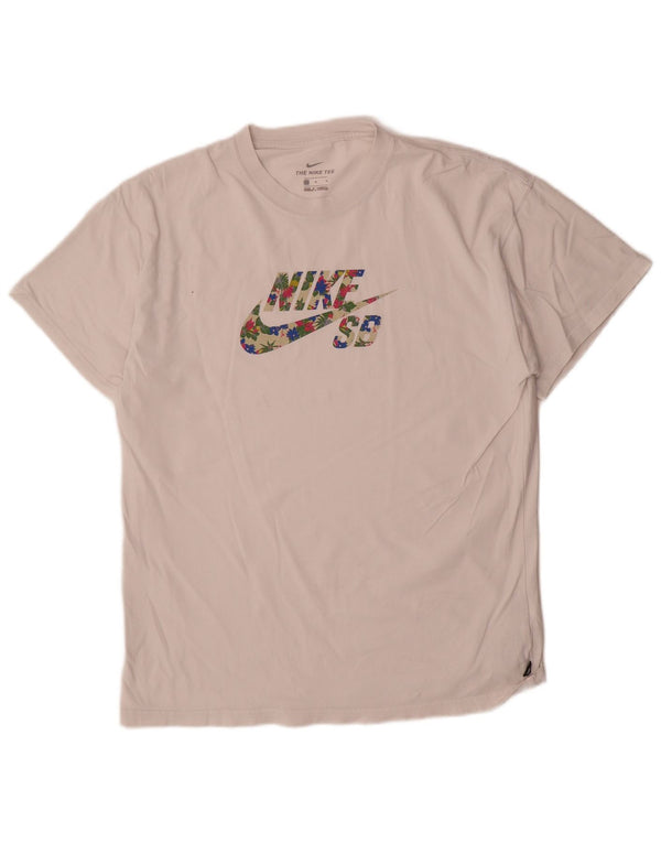 T-shirt grafica da uomo Nike Top in cotone bianco medio