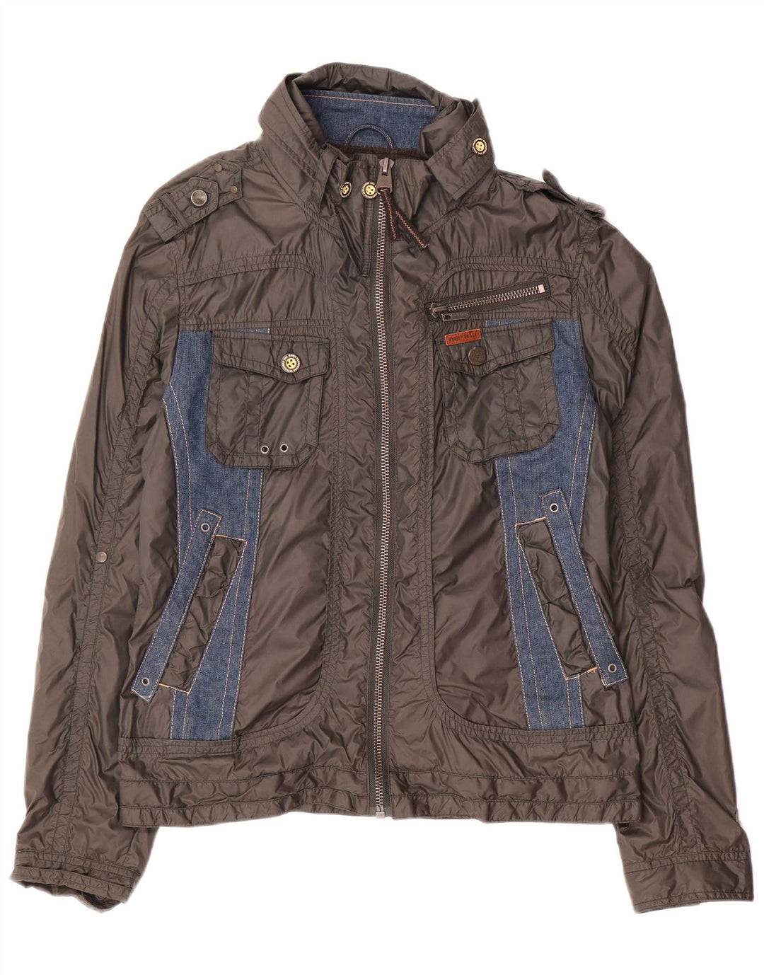 Giacca militare da uomo KHUJO UK 40 Large Grigio Colourblock in poliammide
