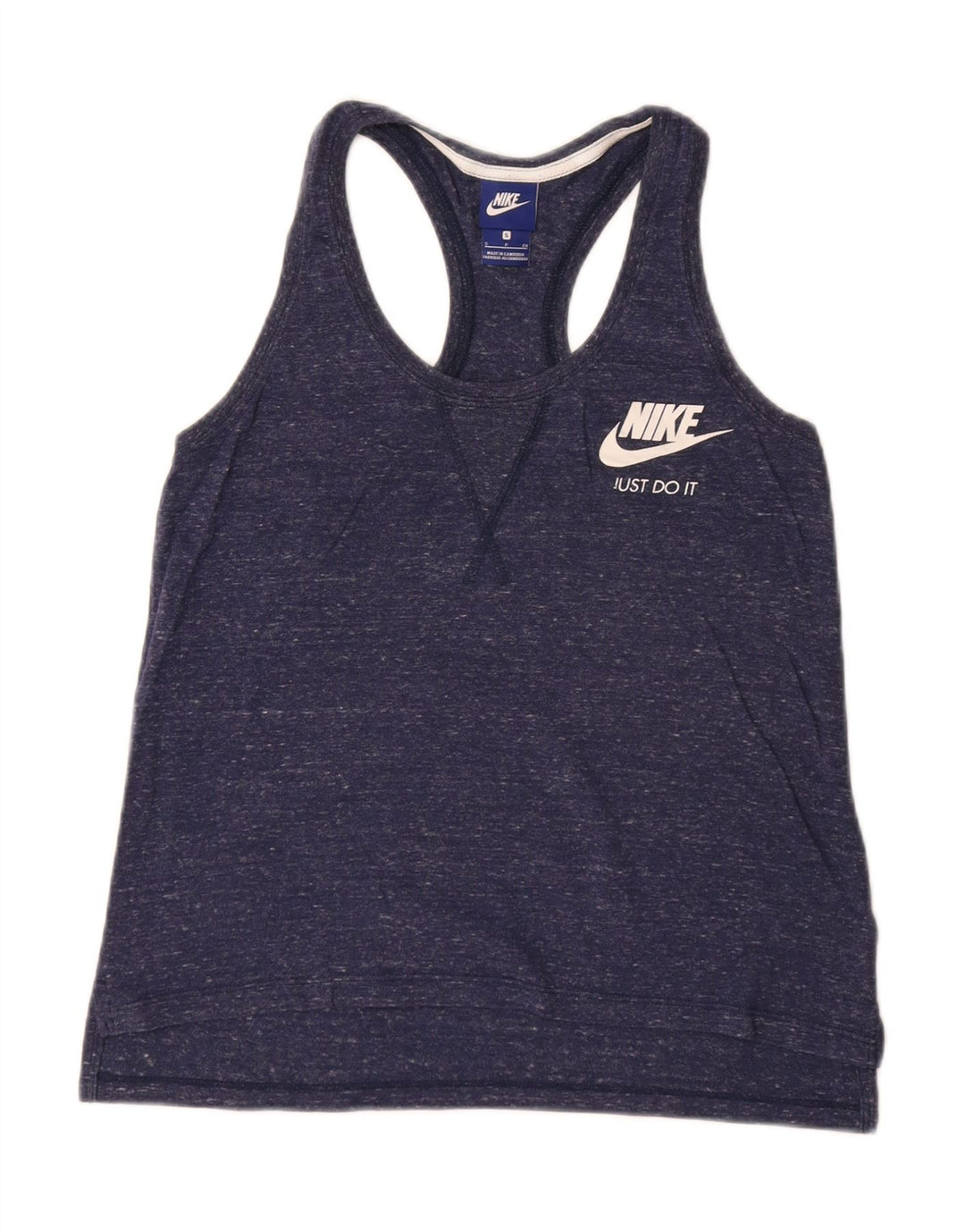 Canotta Nike da donna UK 10 piccola in cotone screziato blu navy