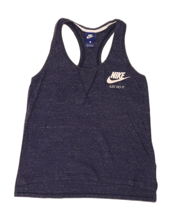 Canotta Nike da donna UK 10 piccola in cotone screziato blu navy