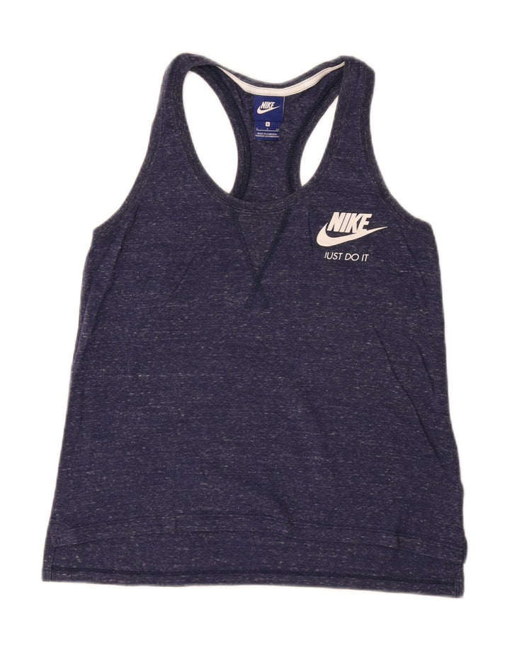 Canotta Nike da donna UK 10 piccola in cotone screziato blu navy