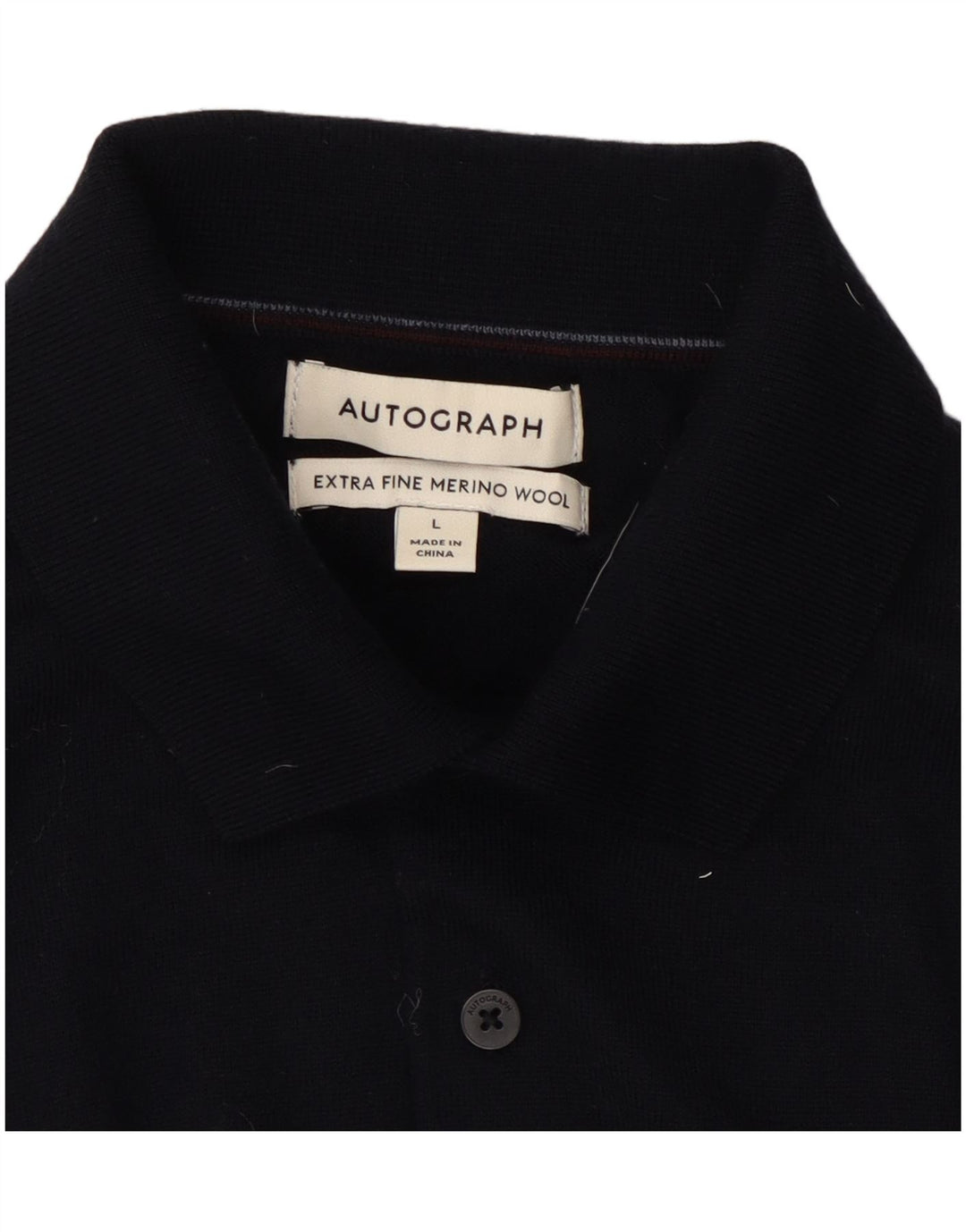 Marks & Spencer maglione da uomo con collo a polo autografo grande blu navy