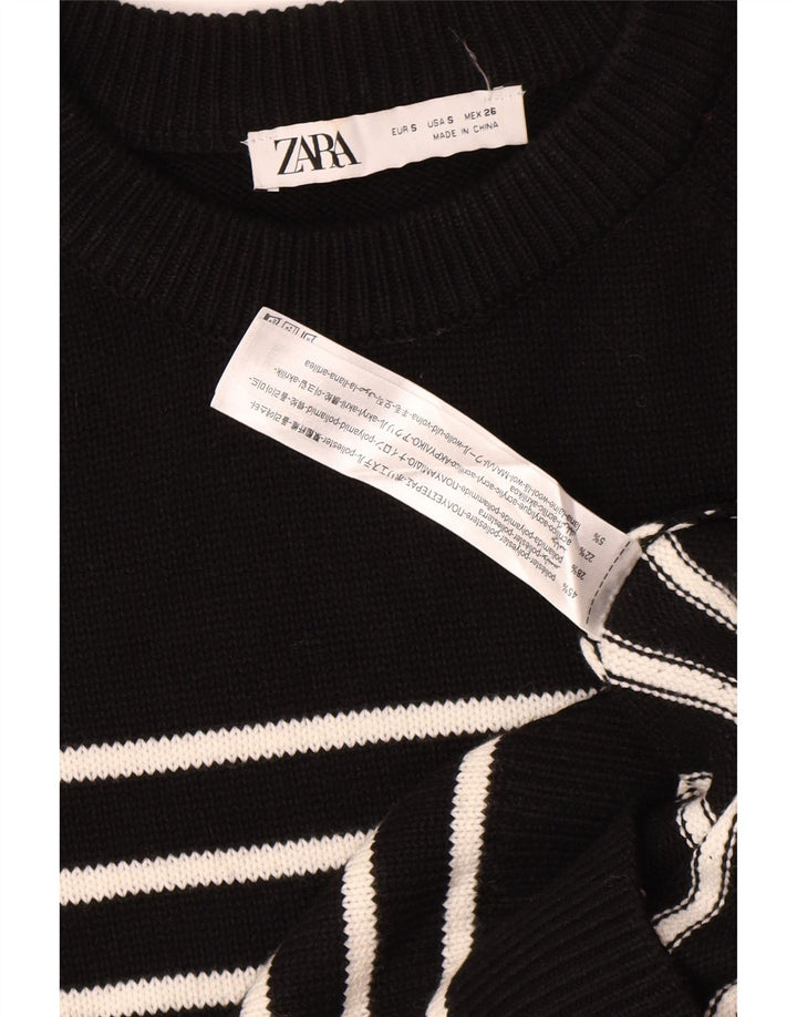 Abito maglione da donna Zara UK 10 piccolo in poliestere a righe nere