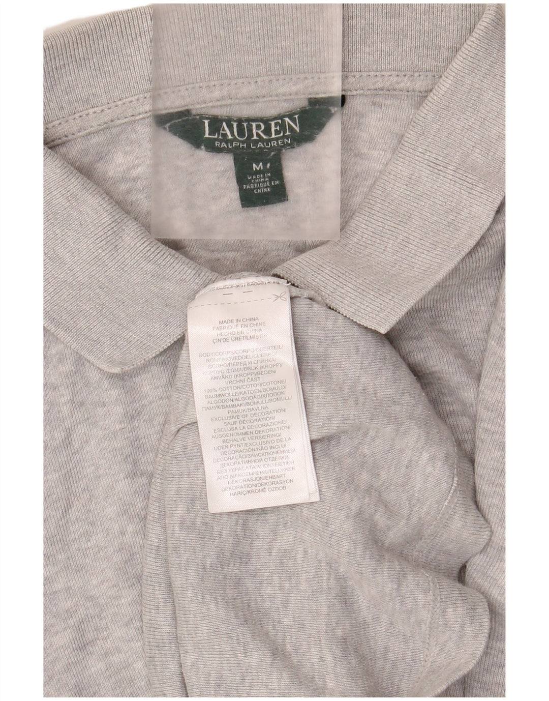 Polo da donna Ralph Lauren UK 14 cotone grigio medio