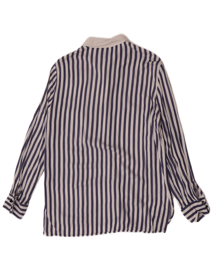 Camicia Zara da donna camicetta UK 12 viscosa a righe blu medio