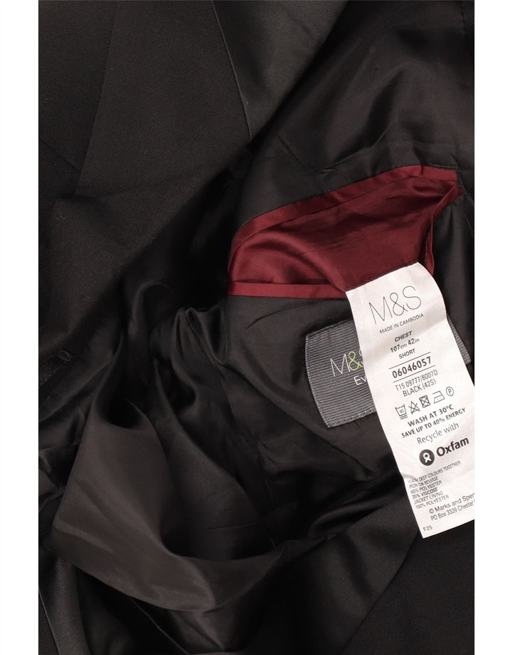 Giacca blazer corta da uomo Marks & Spencer a 2 bottoni UK 42 XL poliestere nero