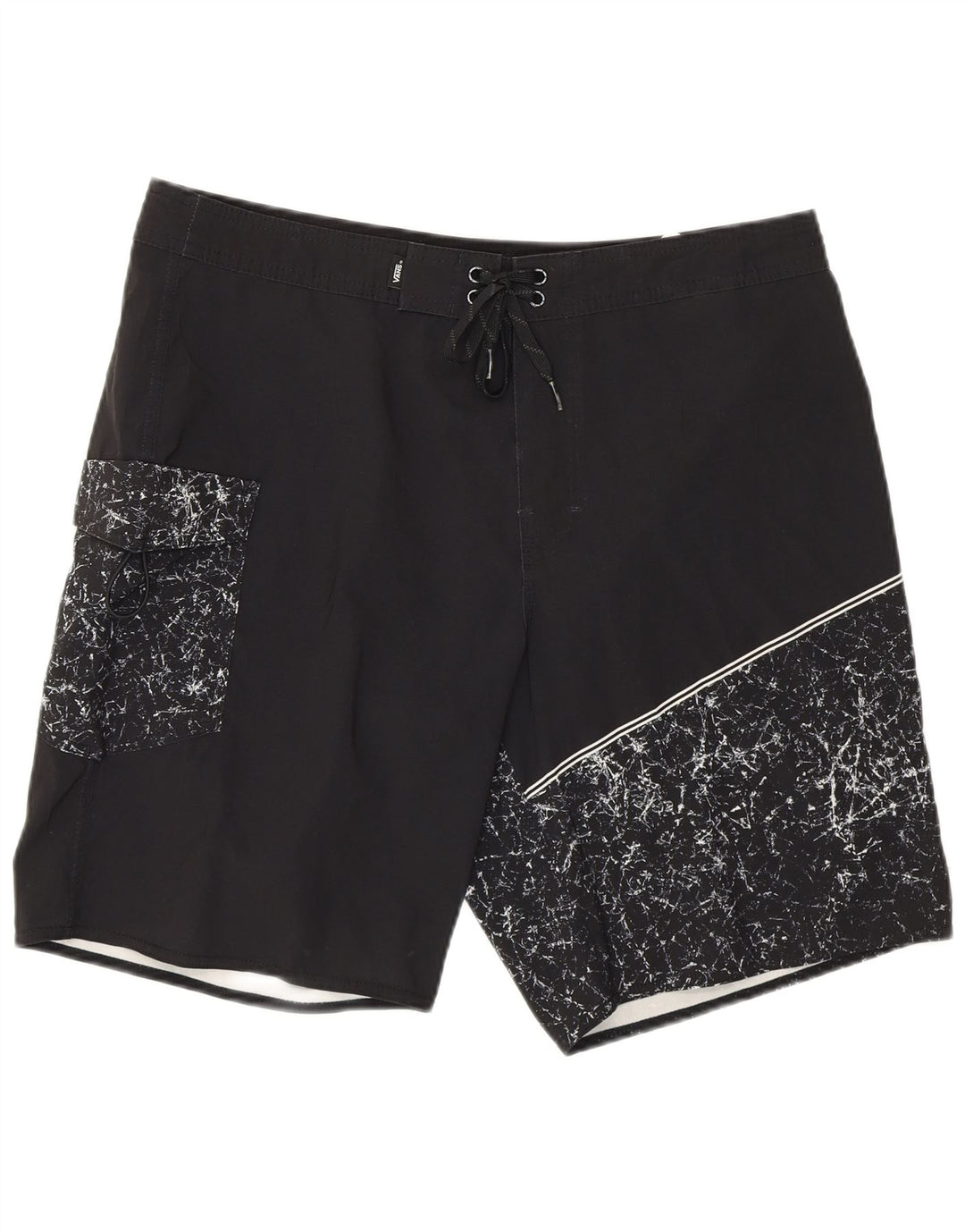 Pantaloncini da bagno da uomo Vans con motivo astratto, poliestere nero medio