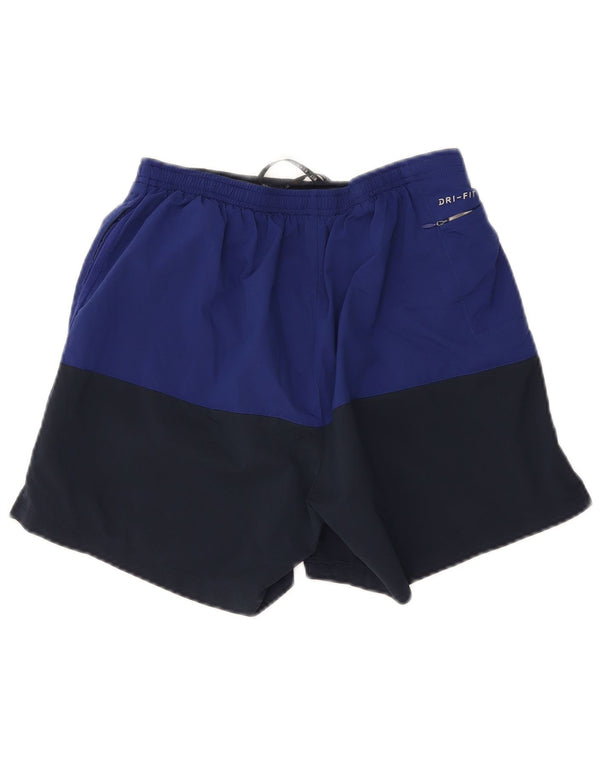 Pantaloncini sportivi Nike da uomo Dri Fit, poliestere color block medio blu navy