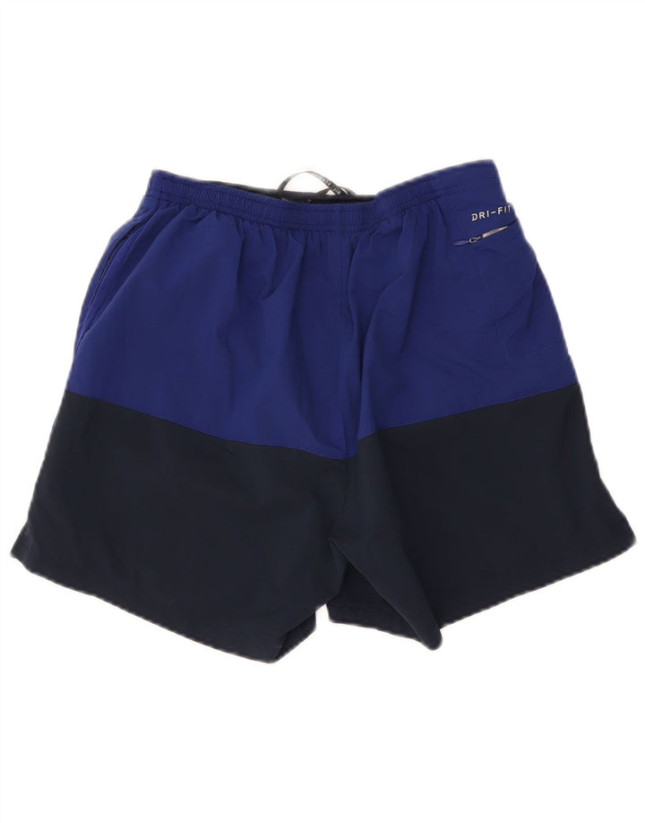 Pantaloncini sportivi Nike da uomo Dri Fit, poliestere color block medio blu navy
