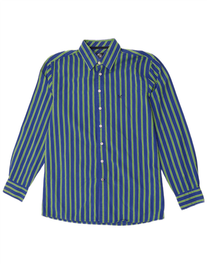 Crew Clothing Camicia da uomo su misura in cotone gessato blu medio