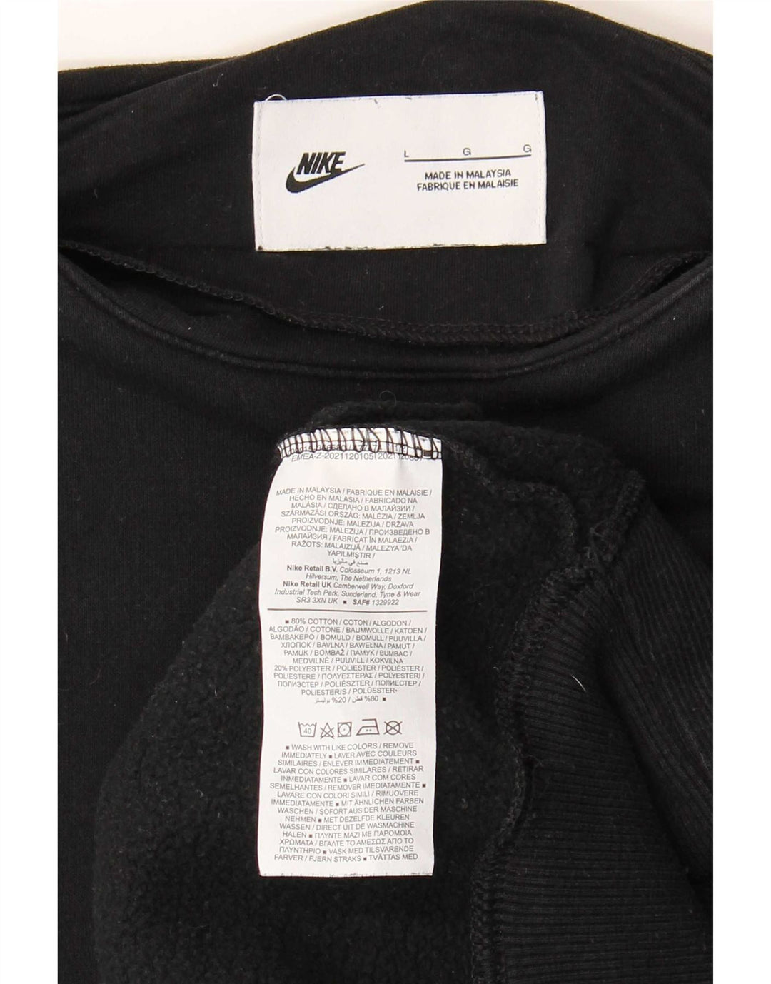 Felpa oversize da donna Nike maglione UK 16 grande cotone nero