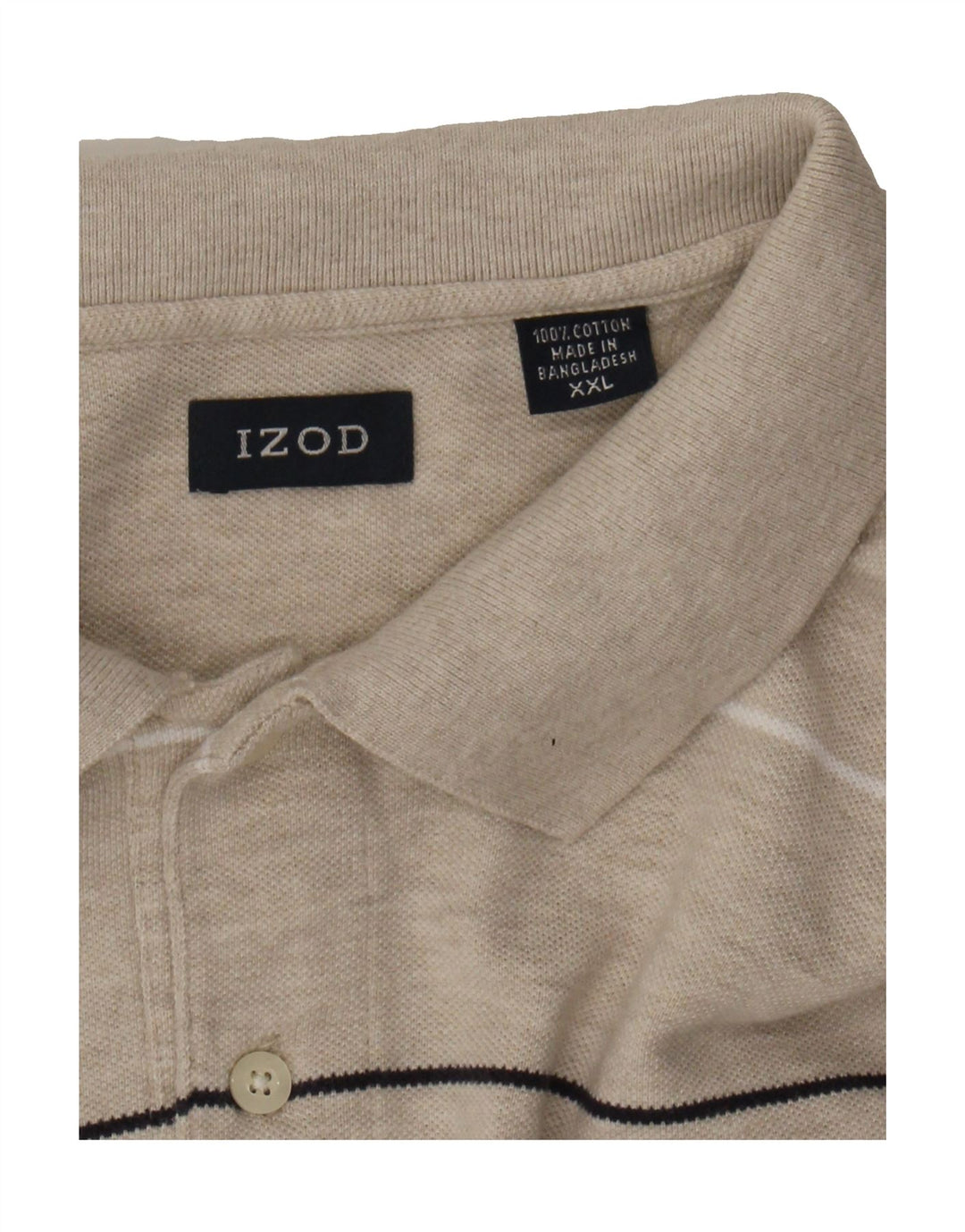 IZOD Mens Polo Shirt 2XL Grey Striped Cotton Vintage Izod and Second-Hand Izod from Messina Hembry 