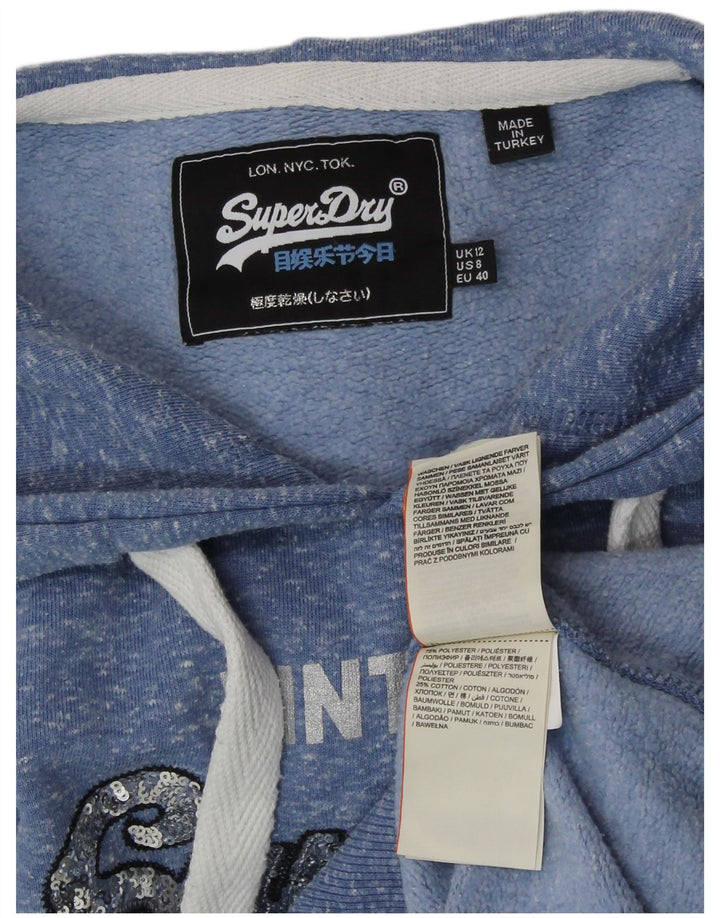 Maglione con cappuccio grafico da donna SUPERDRY UK 12 Poliestere blu medio