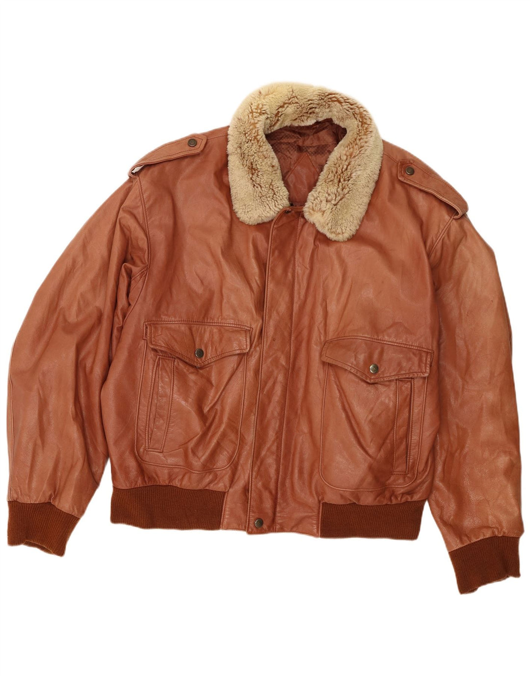 Giacca in pelle militare da uomo Mabrun IT 54 2XL Pelle marrone