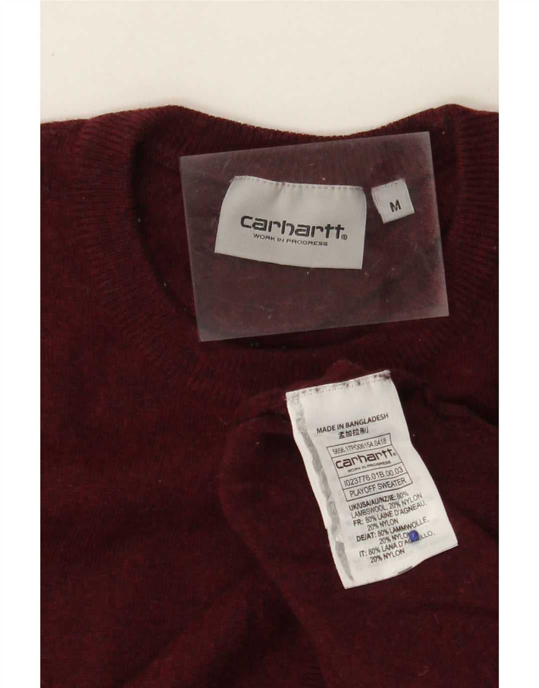 CARHARTT Maglione girocollo da uomo in lana d'agnello bordeaux medio