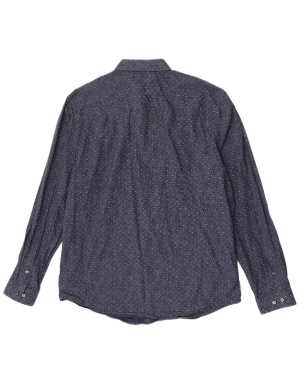 Camicia premium da uomo Jack & Jones taglia 44 XL cotone maculato blu navy
