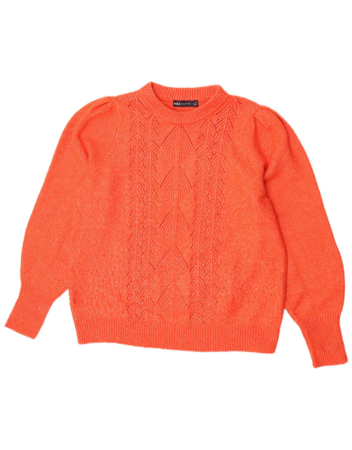 Maglione maglione girocollo da donna Marks & Spencer UK 16 grande arancione