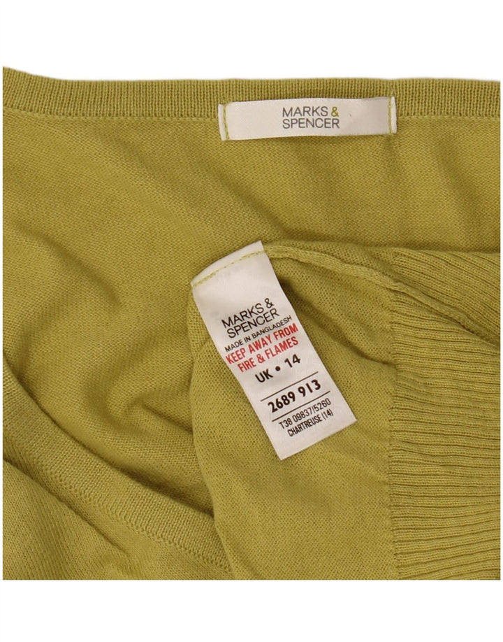 Maglione cardigan a maniche corte da donna Marks & Spencer UK 14 giallo medio