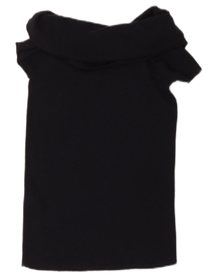 ZARA Camicetta Corta da Donna Top UK 12 Viscosa Nera Media